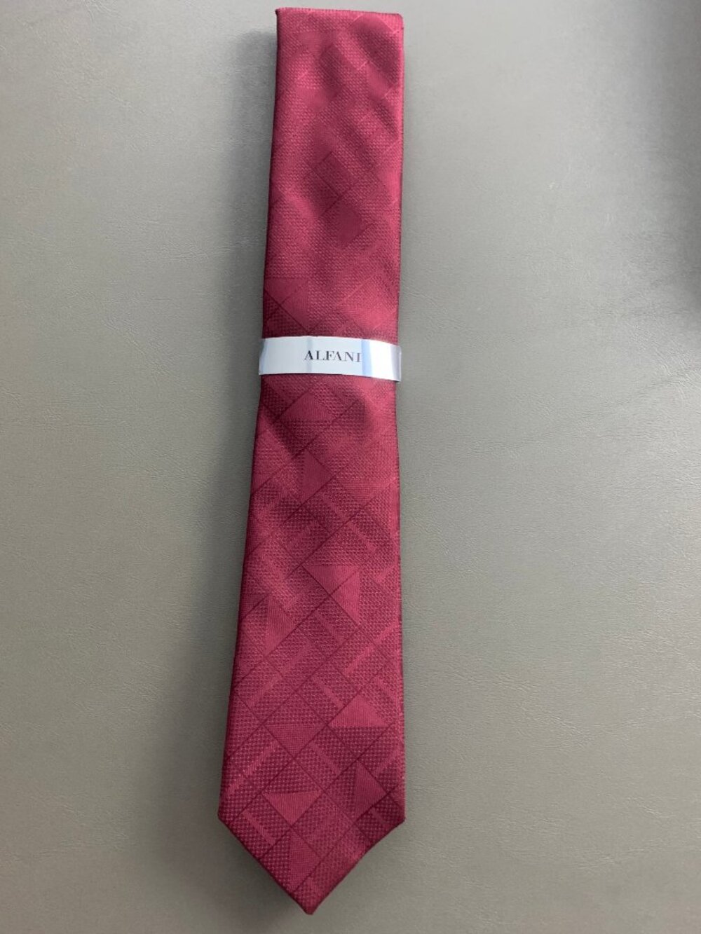 Alfani Men's Slim 2.75'' 100% Polyester Neck Tie, Dark Red Geometric
